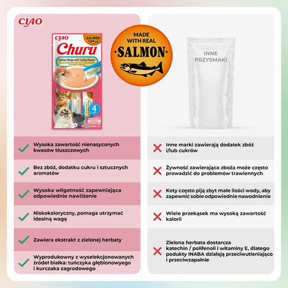 INABA CAT CHURU SALMON WITH SCALLOP 4x14g (56g)