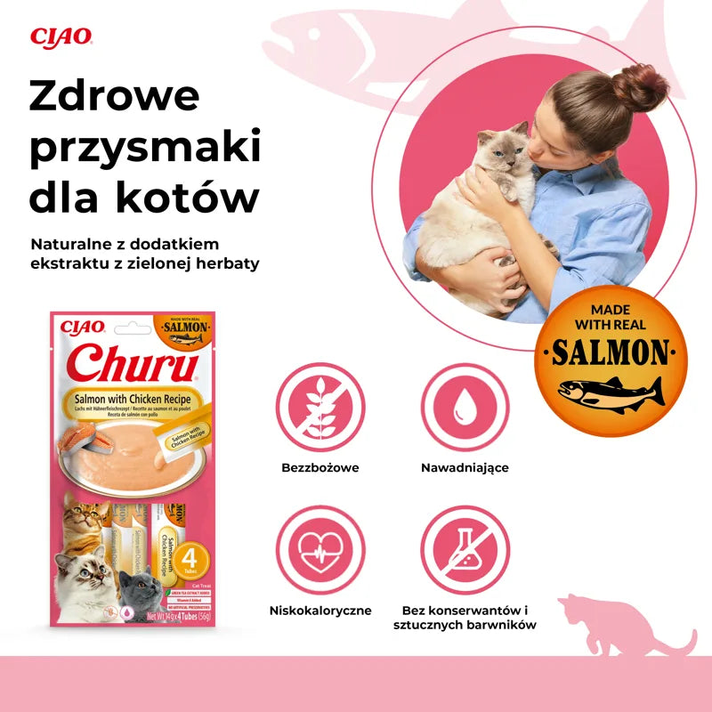 INABA CAT CHURU SALMON WITH CHICKEN 4x14g (56g)