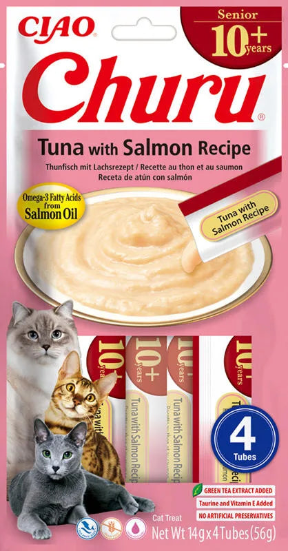 INABA CAT CHURU SENIOR TUNA WITH SALMON4x14g (56g)