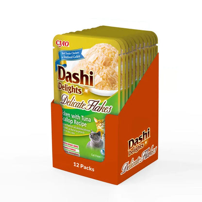 INABA CAT Dashi Delights Flakes Chicken Tuna Scallop 12x40g