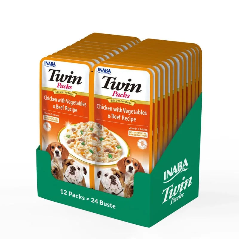 INABA DOG Twin kurczak warzywa i wołowina 12x2x40g