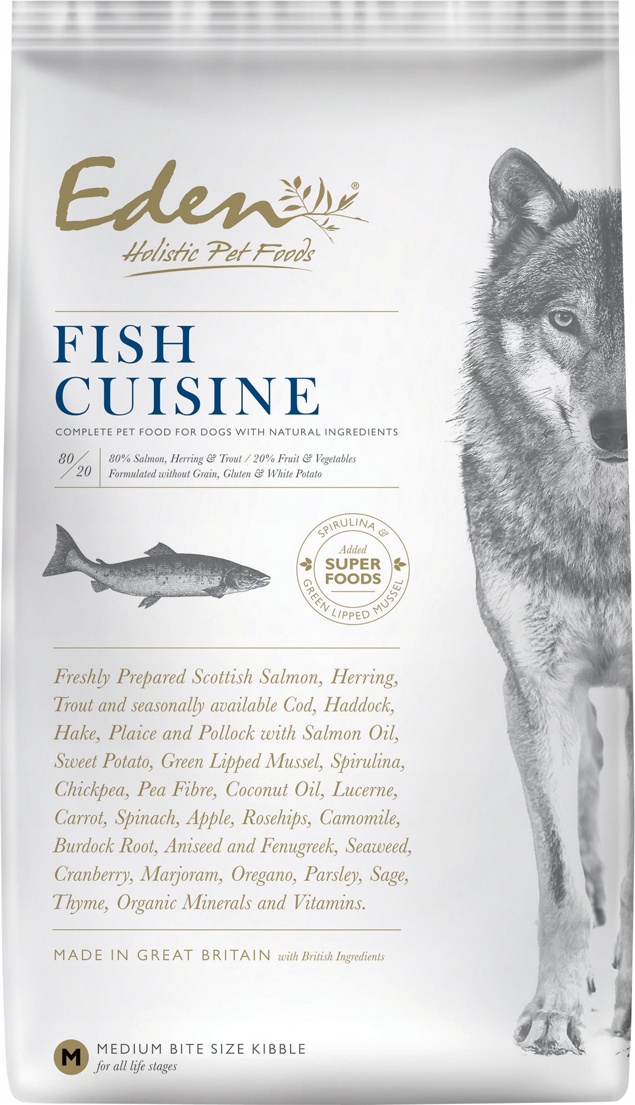 Eden Fish Cuisine Średnie i Duże 12kg karma sucha dla psów dorosłych