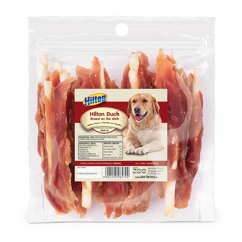 HILTON Pierś z Kaczki na patyku 500g przysmak dla Psa