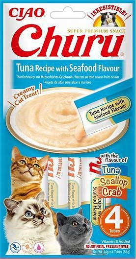 Inaba Cat Churu Tuńczyk z Owocami Morza Przysmak Dla Kota 4 x 14 g