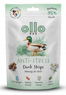Ollo Air Dried Anti-Stress Duck Strips 80g suszone przysmaki relaksacyjne z ziołami dla Psa