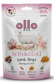 Ollo Air Dried Skin & Coat Lamb Strips 80g suszone przysmaki wspierające sierść i skórę Psa