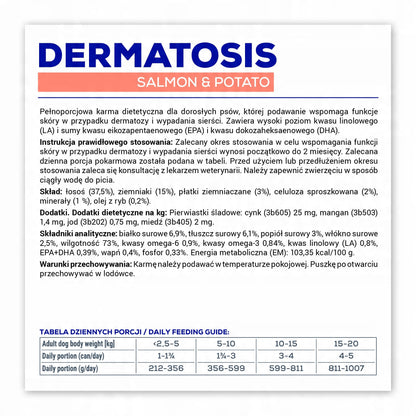 VET EXPERT DERMATOSIS DOG Łosoś z Ziemniakami 200g alergie