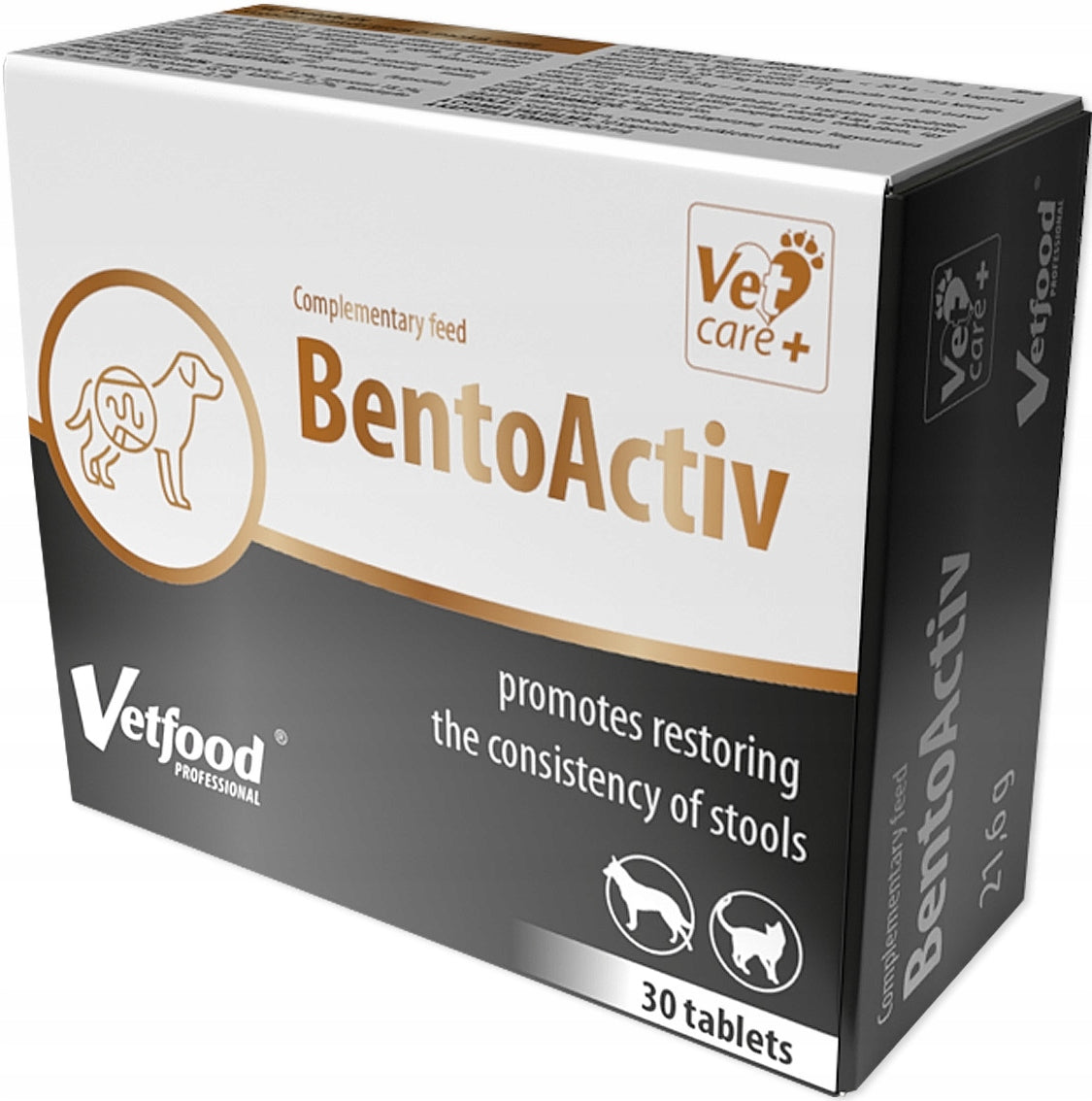 Vetfood BentoActiv Wsparcie W Trakcie Biegunek Dla Psów i Kotów 30 Tabletek