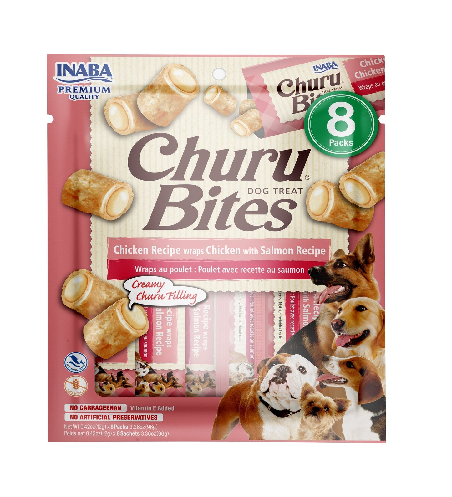 INABA DOG Churu Bites kurczak z łososiem 8x12g