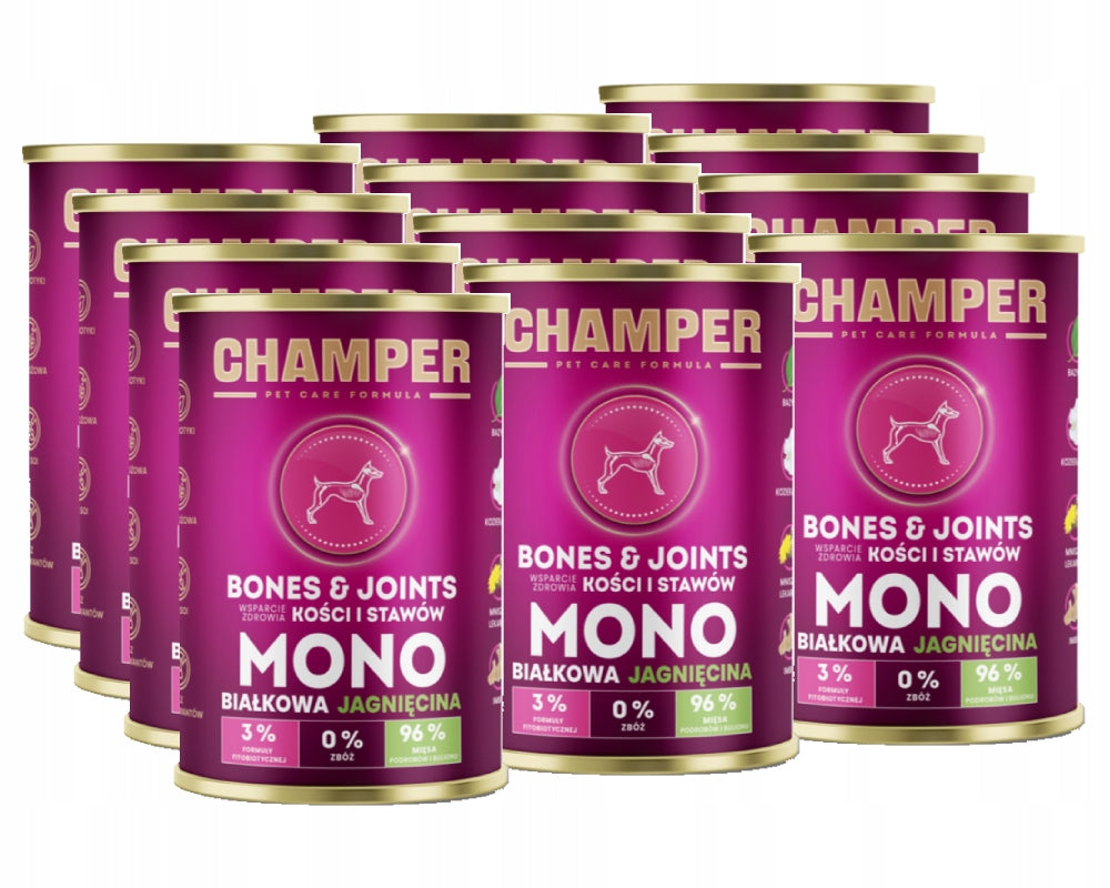 CHAMPER Bones&Joints Monobiałkowa Jagnięcina 400g karma mokra dla psów dorosłych