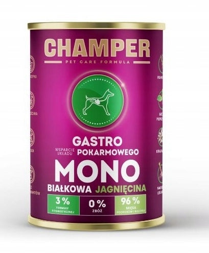 CHAMPER Gastro Monobiałkowa Jagnięcina 400g karma mokra dla psów dorosłych