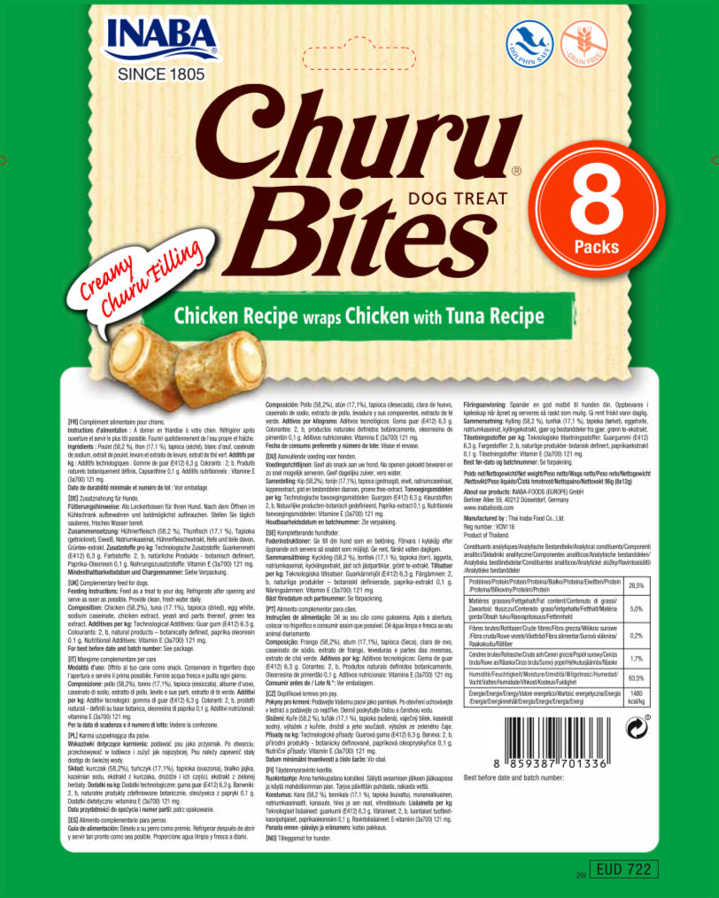 INABA DOG Churu Bite kurczak z tuńczykiem 8x12g