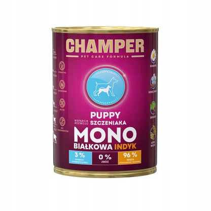 CHAMPER Puppy Monobiałkowa Indyk 400g karma mokra dla szczeniąt