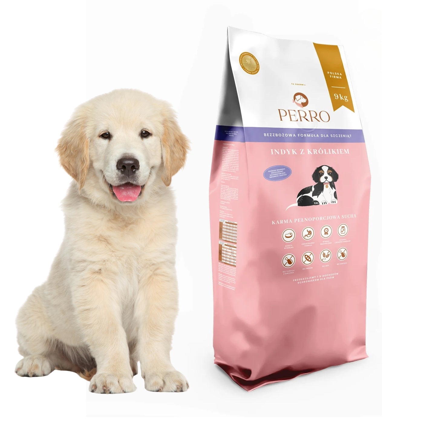 Perro JUNIOR Indyk z Królikiem dla Szczeniąt 9 kg