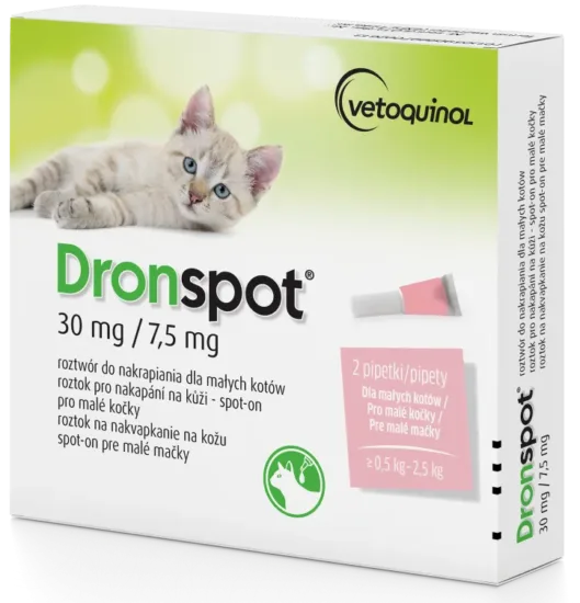 Vetoquinol Dronspot Pipety dla Małego Kota 0,5 kg - 2,5 kg 2 x 0,35 ml
