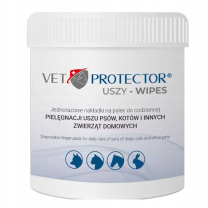 VET PROTECTOR Ear Wipes Chusteczki do Czyszczenia Uszu dla Psów i Kotów