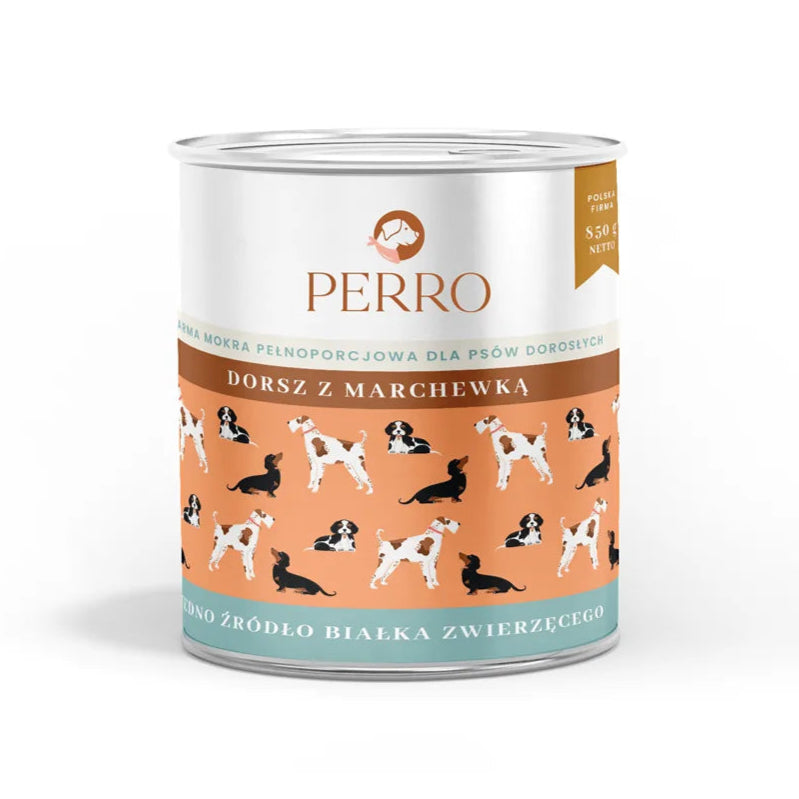 PERRO Dorsz z marchewką 850g monobiałkowa karma dla dorosłych psów