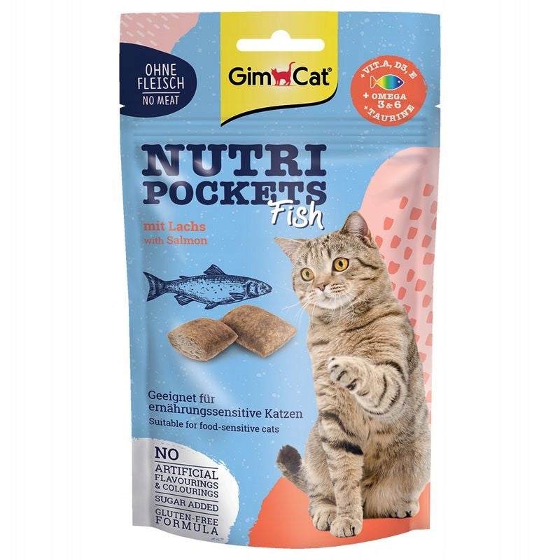 GIMCAT Nutri Pockets Fish Salmon 60g witaminy z łososiem dla kotów wrażliwych