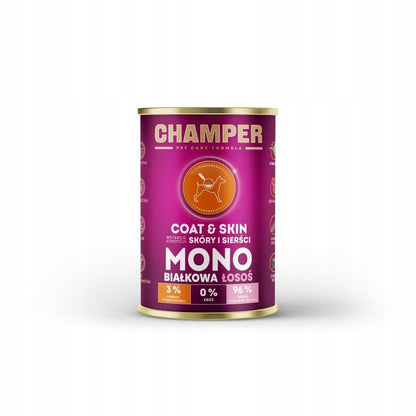 CHAMPER Coat&Skin Monobiałkowa Łosoś 400g karma mokra dla psów dorosłych