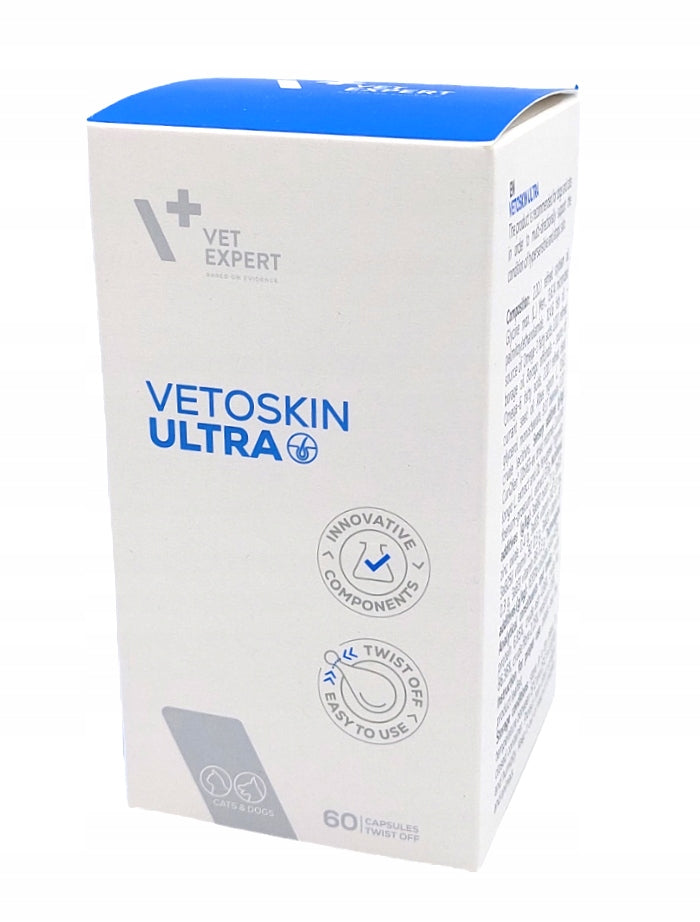 VET EXPERT Vetoskin Ultra 60 kapsułek dla psów i kotów do skóry atopowej