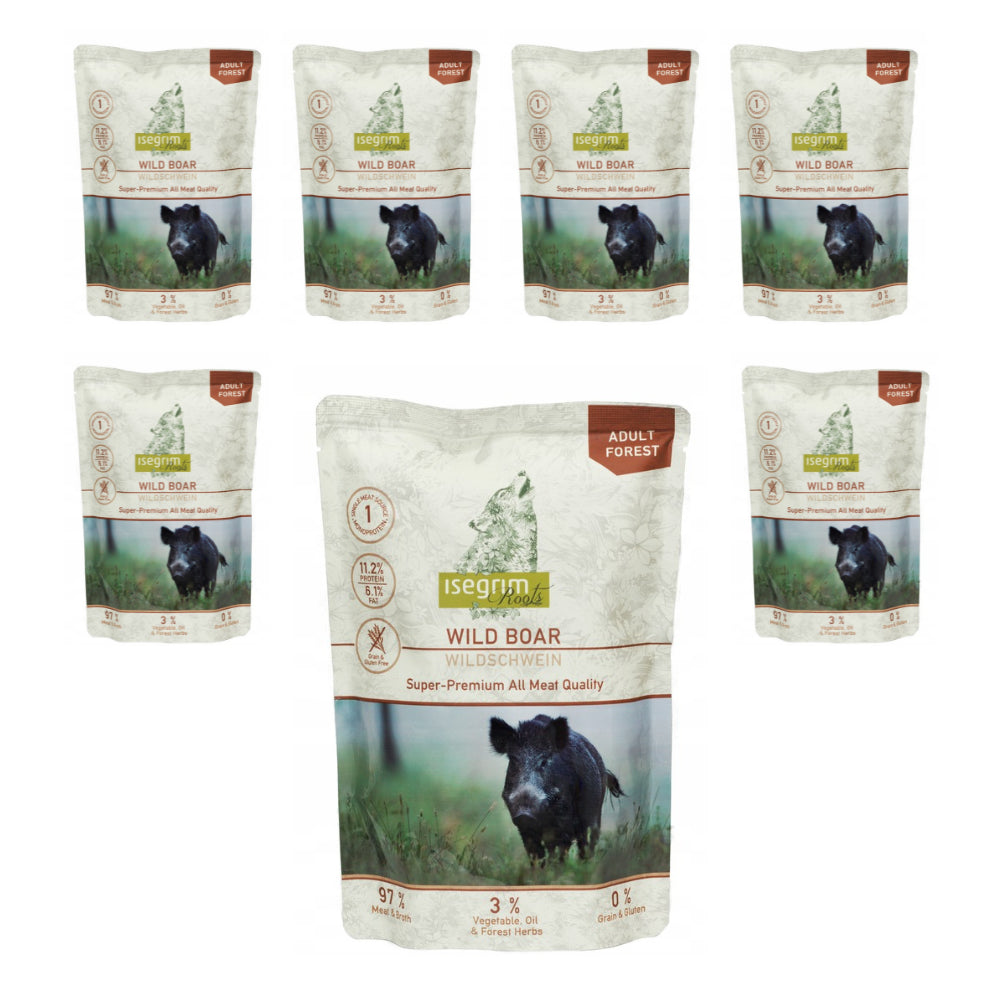 Pakiet Isegrim Mokra Karma Dla Dorosłych Psów Dzik z Pasternakiem i Olejem Lnianym 7 x 410 g