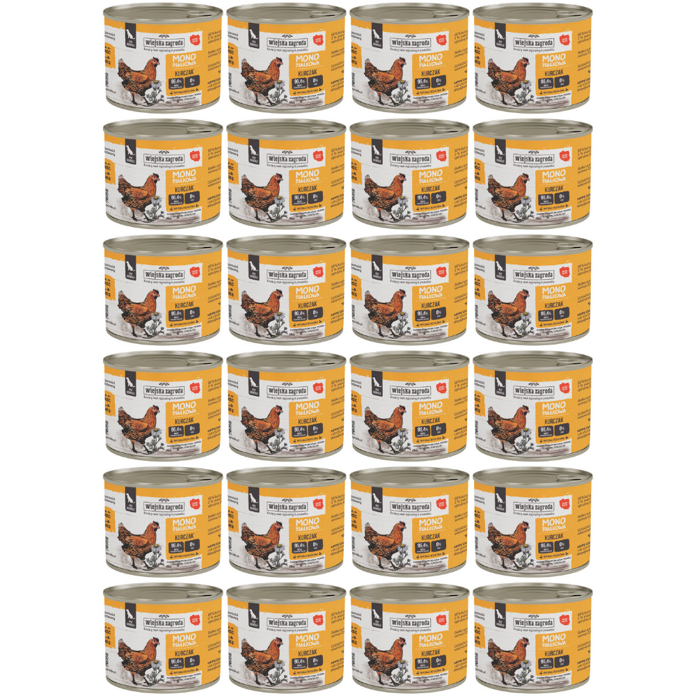 Pakiet Wiejska Zagroda Monoproteinowa Mokra Karma Dla Dorosłych Psów Kurczak 24 x 200 g