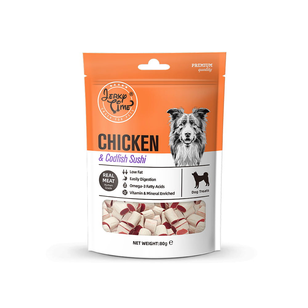 Jerky Time Sushi z Kurczakiem i Dorszem Przysmak Dla Psa 80 g