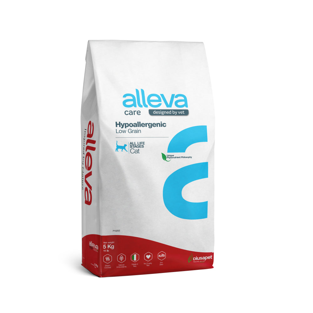 Alleva Care Hypoallergenic Low Grain Sucha Karma Dla Kotów Na Każdym Etapie Życia Zmniejszająca Nietolerancje Pokarmowe 5 kg