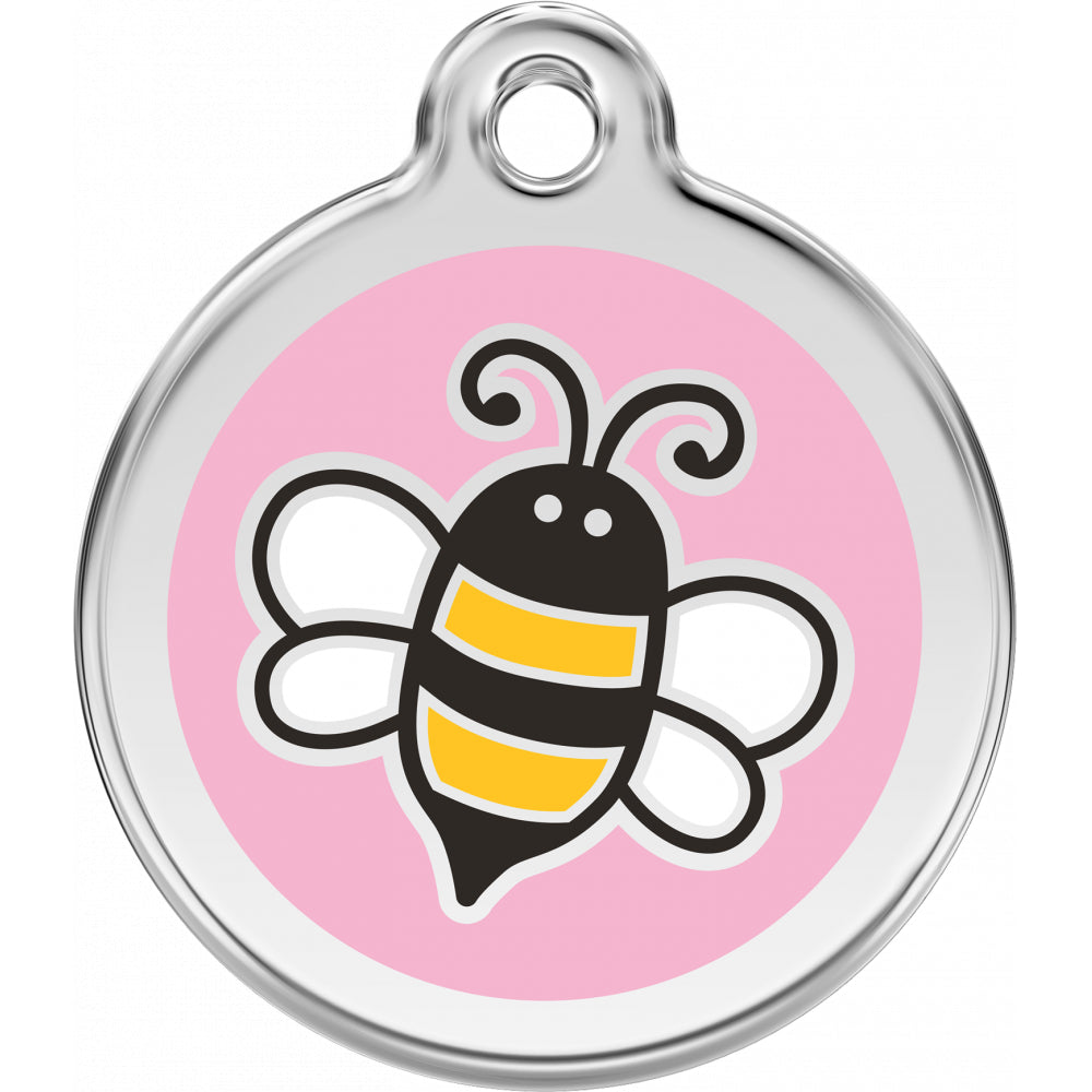 RedDingo Personalizowana Zawieszka Dla Pupila z Grawerem Różowa Pszczółka