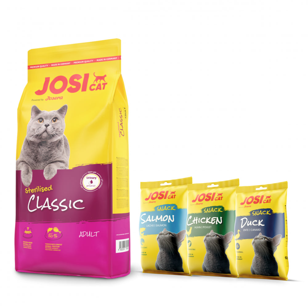Josera Josicat Sterilised Classic Drób Łosoś 10 kg + 3 x JosiCat Snack GRATIS!