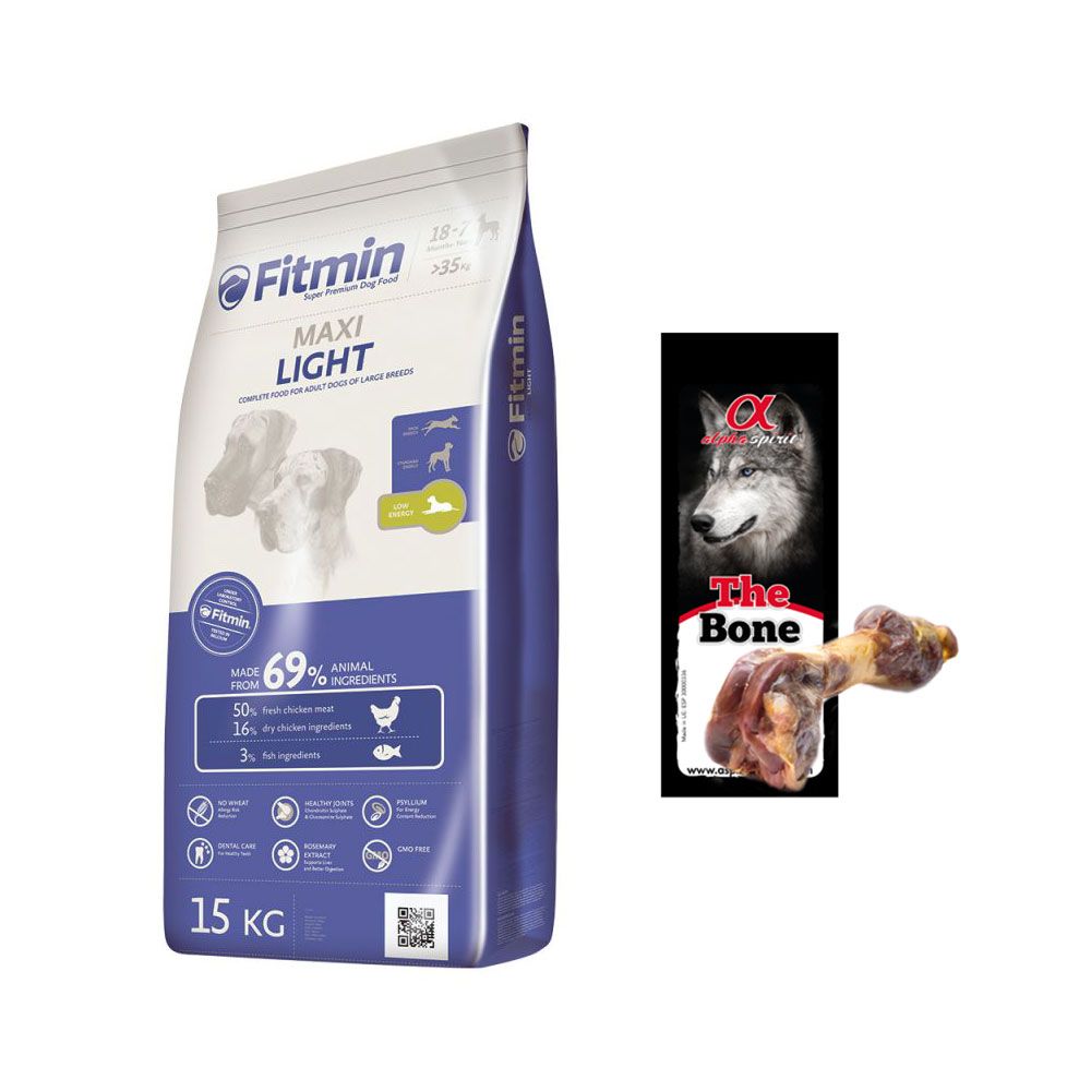 Pakiet Fitmin Maxi Light 15 kg + Alpha Spirit Hiszpańska Noga Szynkowa nr 2 GRATIS