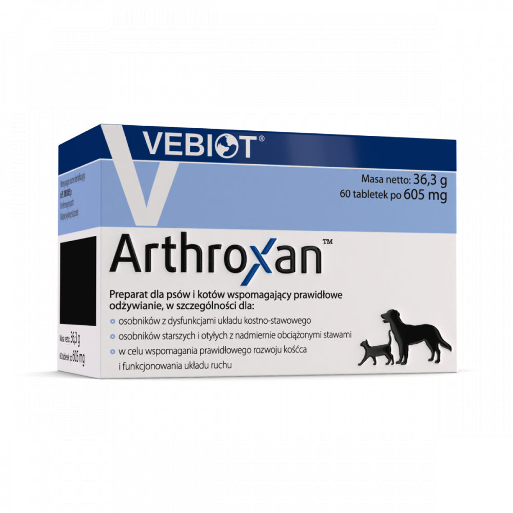 Vebiot Arthroxan Preparat Dla Psa i Kota Wspomagający Prawidłowy Rozwój Kośćca i Funkcjonowanie Układu Ruchu 60 Tabletek