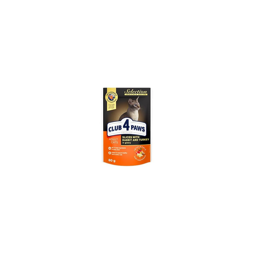 Club 4 Paws Selection z Królikiem i Indykiem w Sosie Kot 80 g