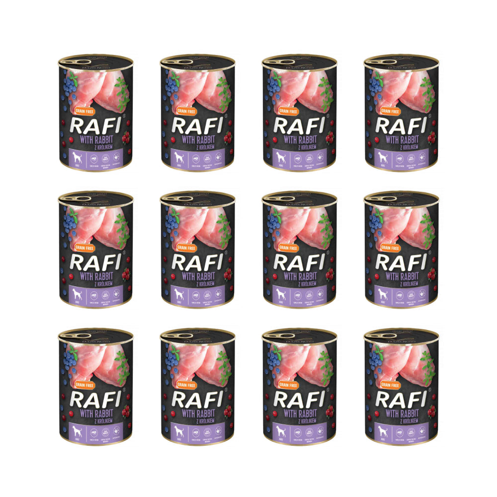 Pakiet Rafi Mokra Karma Dla Psa Królik, Borówka, Żurawina 12 x 400 g