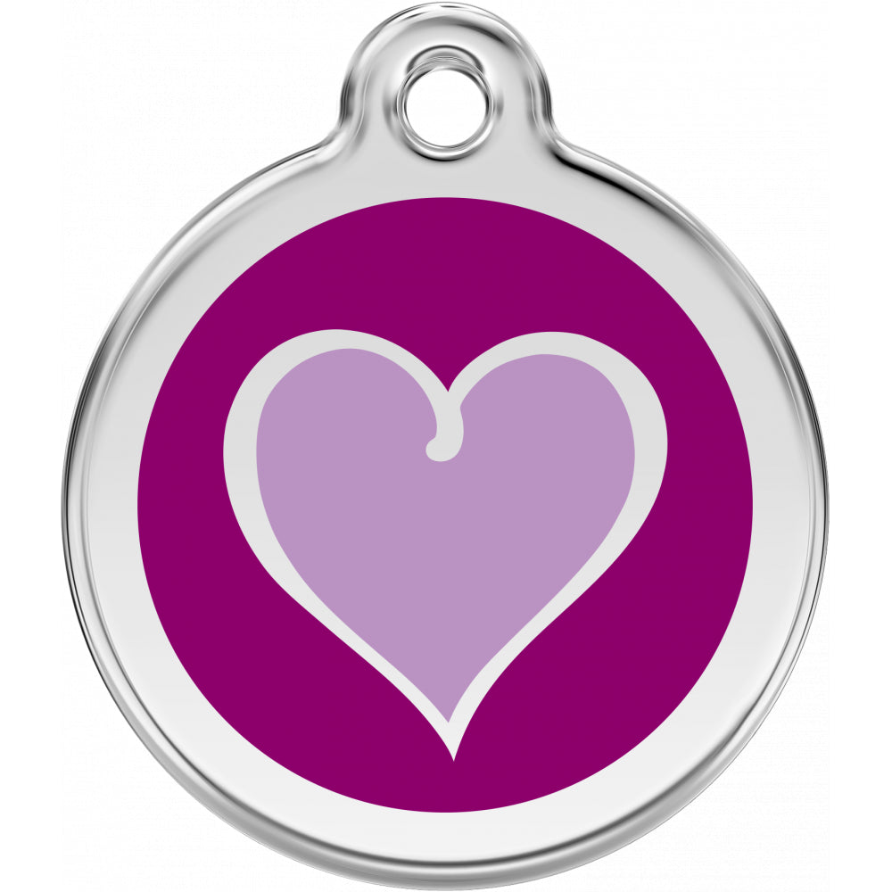 RedDingo Personalizowana Zawieszka Dla Pupila z Grawerem Fioletowe Serce