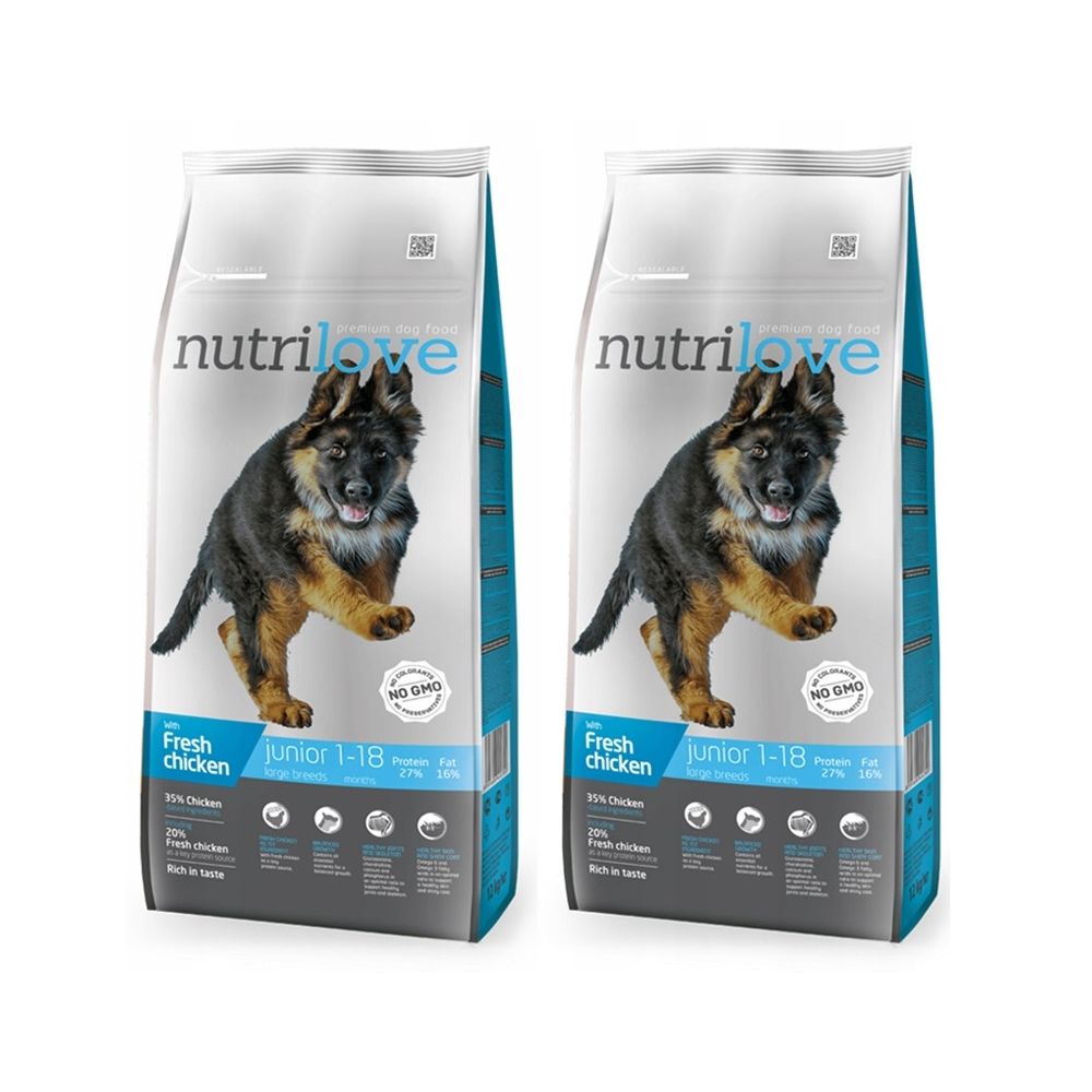 Pakiet Nutrilove Junior L Dla Dużych Ras Z Kurczakiem 2 x 12 kg