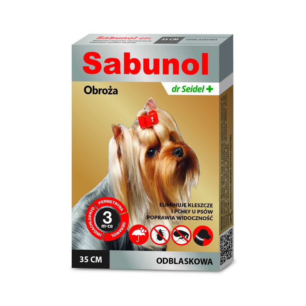 Sabunol GPI Obroża Odblaskowa Dla Psa Przeciw Pchłom i Kleszczom 35 cm