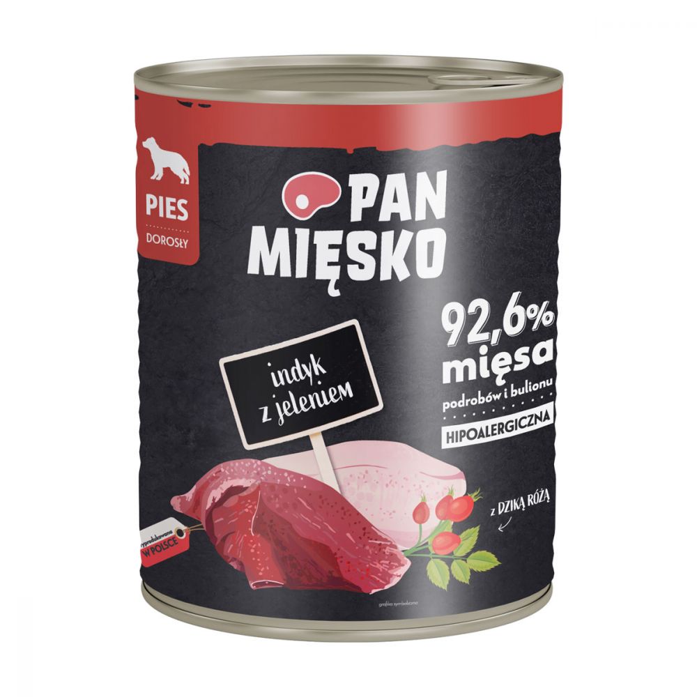 Pan Mięsko Mokra Karma Dla Dorosłych Psów Indyk z Jeleniem 800 g
