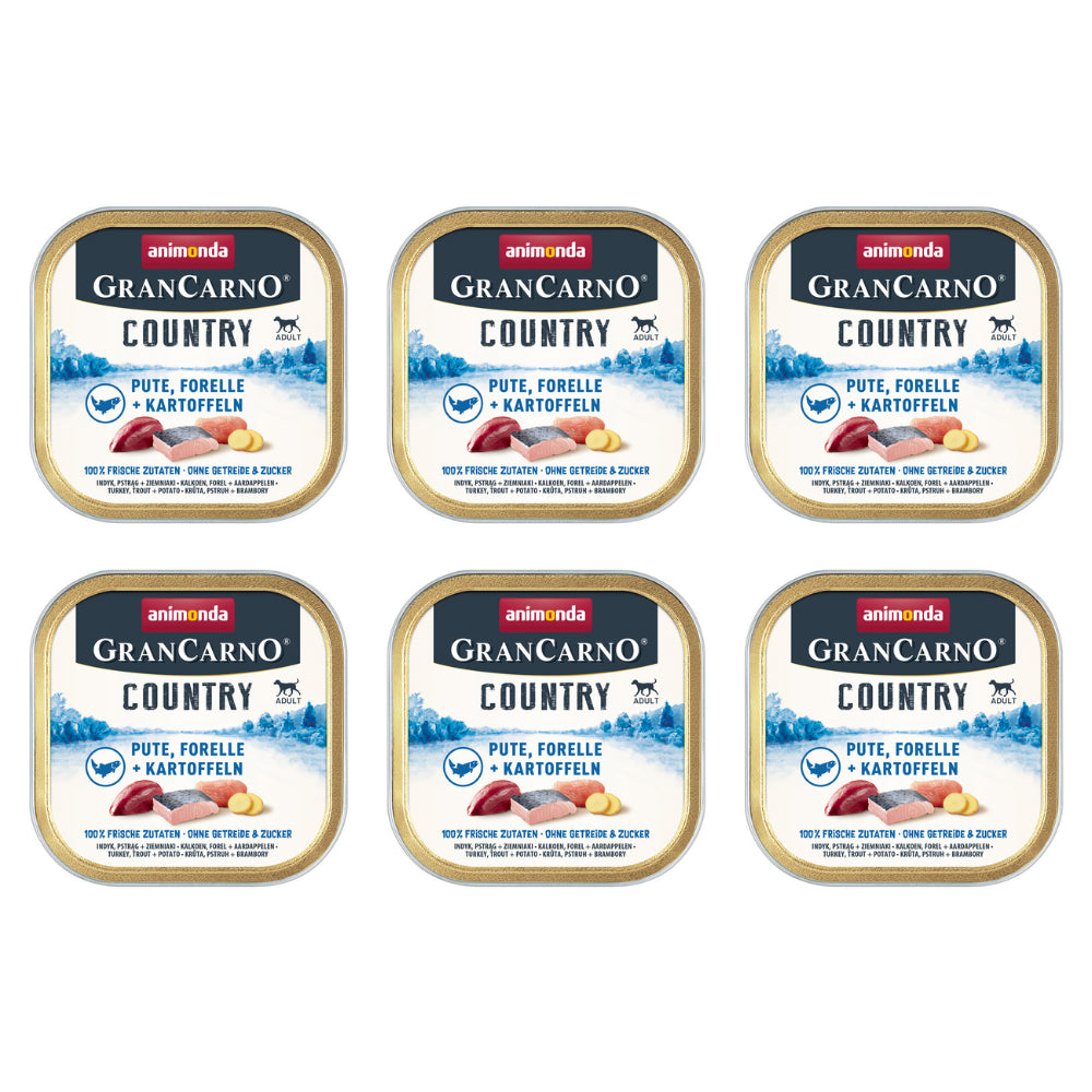 Pakiet Animonda Grancarno Country Indyk, Pstrąg i Ziemniak Mokra Karma Dla Psa 6 x 150 g