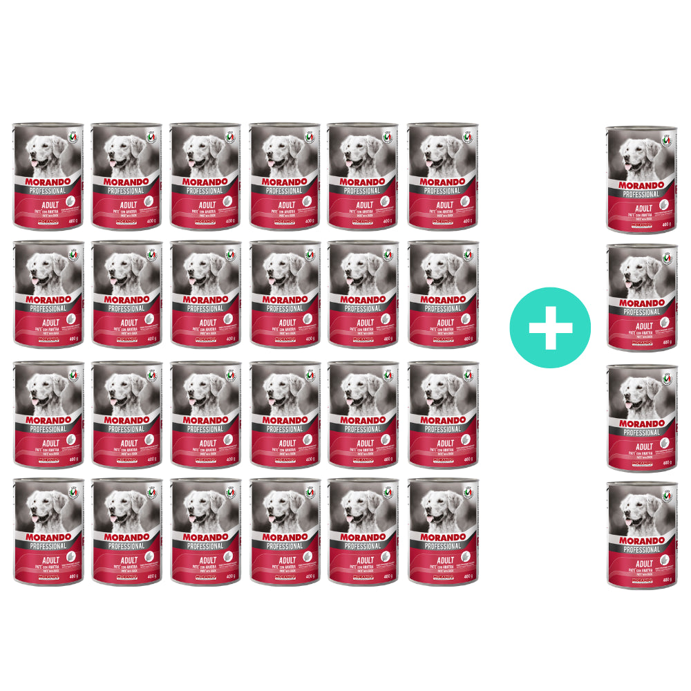 Pakiet Morando Pro Mokra Karma Dla Psa Pasztet Z Kaczką 24 x 400 g + 4 Puszki GRATIS!