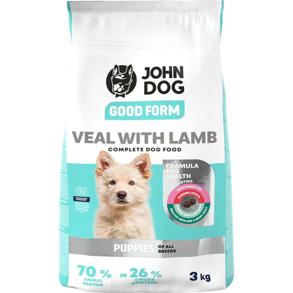 John Dog Good Form Karma Sucha Dla Szczeniąt Wszystkich Ras z Cielęciną i Jagnięciną 3 kg