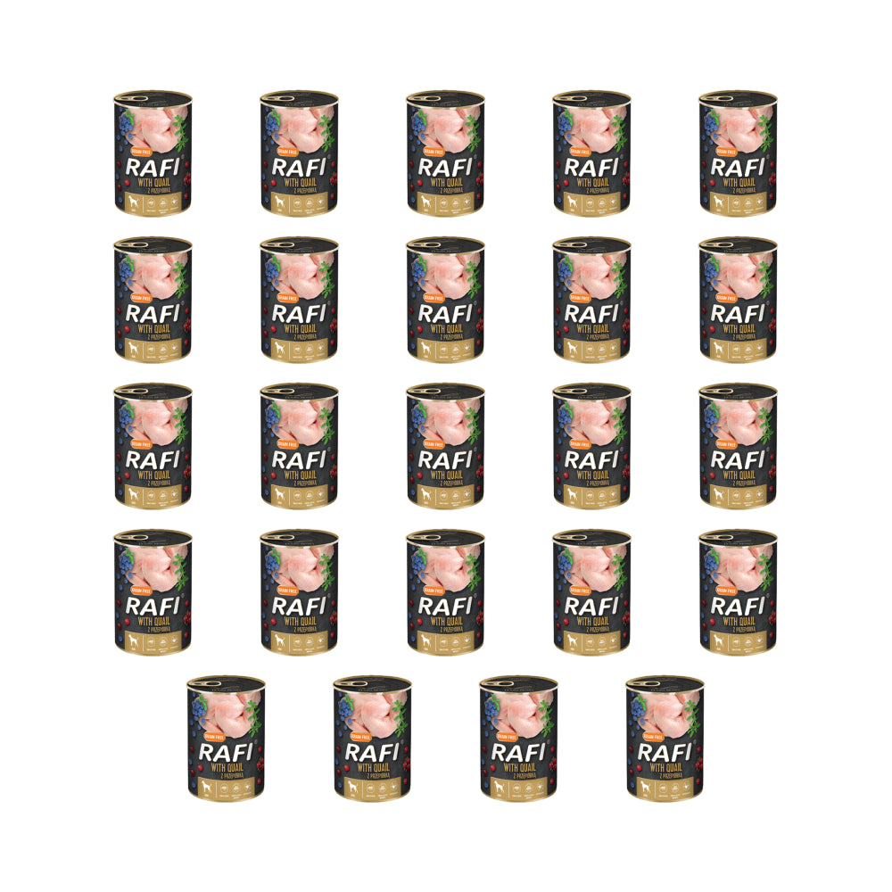 Pakiet Rafi Karma Dla Psa z Przepiórką, Borówką i Żurawiną 24 x 400 G