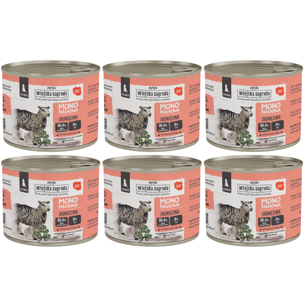 Pakiet Wiejska Zagroda Monoproteinowa Mokra Karma Dla Szczeniąt Jagnięcina 6 x 200 g