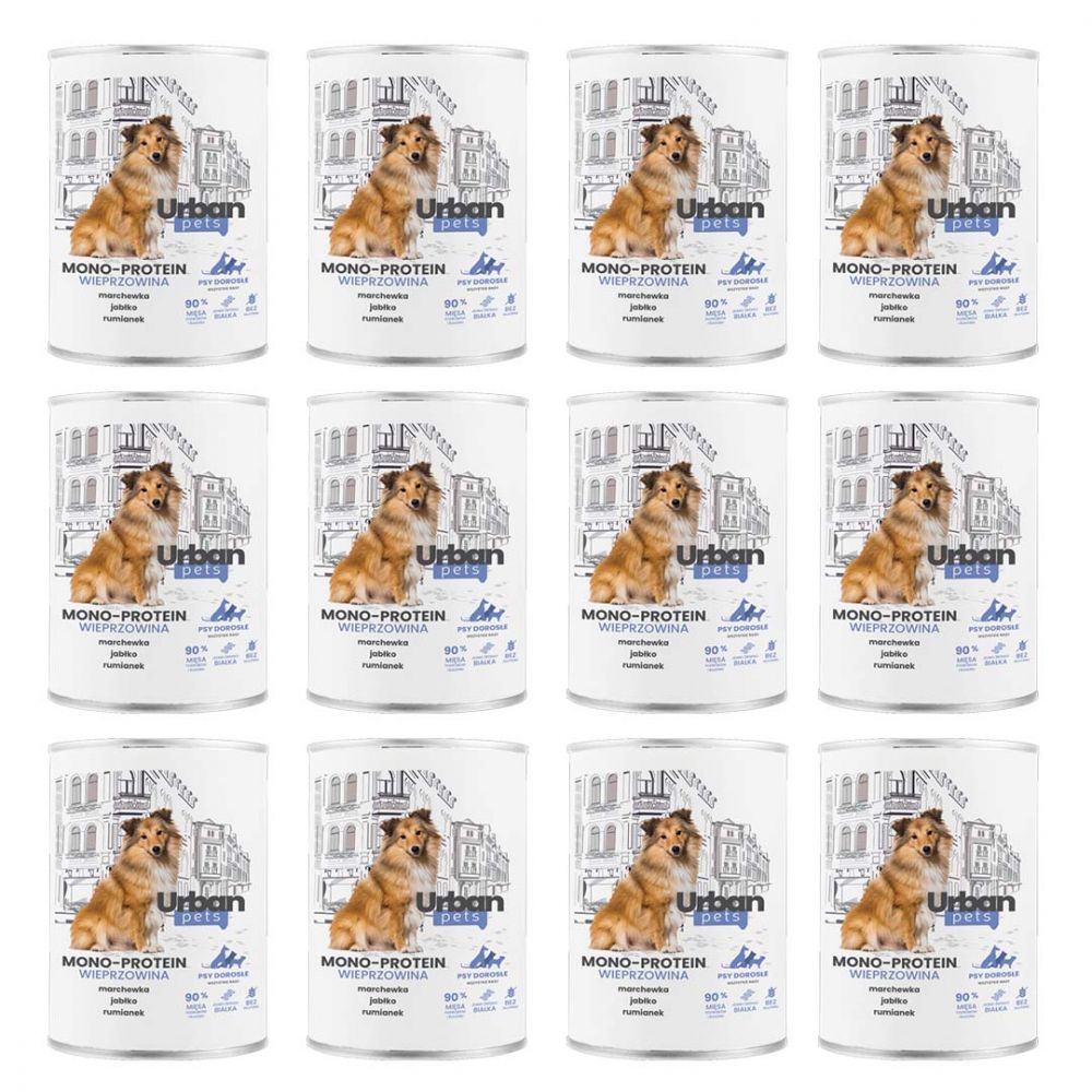 Pakiet Over Zoo Urban Pets Mono Protein Mokra Karma Dla Dorosłych Psów Wszystkich Ras Z Wieprzowiną 12 x 400 g