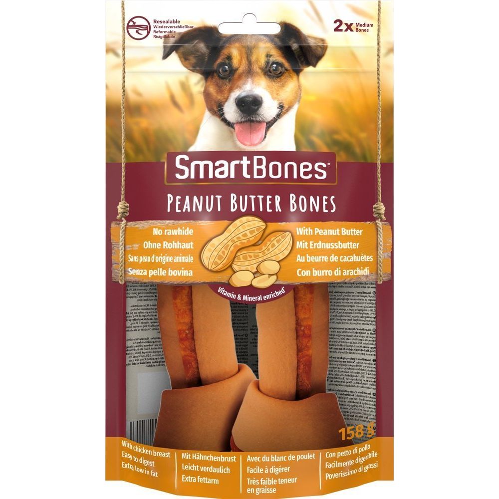 Smart Bones Peanut Butter Medium Kości Do Żucia Dla Średnich Psów 2 Sztuki 158 g