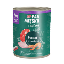 Pan Mięsko Mokra Karma Dla Dorosłych Psów Pasztet z Ziołami i Krewetkami 800 g