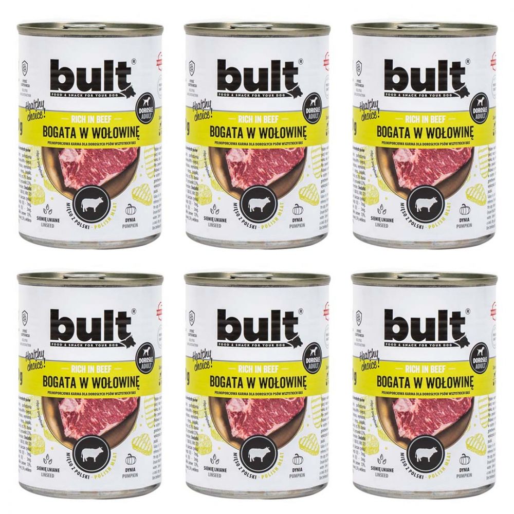 Pakiet Bult Karma Mokra Dla Dorosłych Psów Bogata w Wołowinę 6 x 400 g