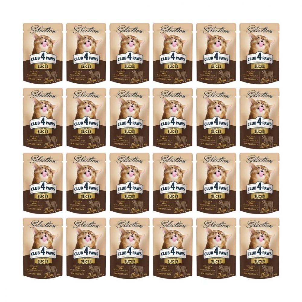 Pakiet Club 4 Paws Mokra Karma Dla Dorosłych Kotów Cielęcina W Warzywnej Galarecie 24 x 80 g