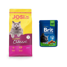 Pakiet Josera Josicat Sterilised Classic Drób Łosoś 10 kg + Brit Premium Chicken Slices for Sterilised 100 g GRATIS