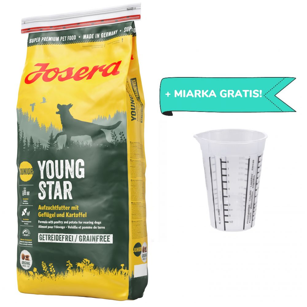 Pakiet Josera Youngstar Bezzbożowa Szczenięta 15 kg + Miarka do Karmy GRATIS